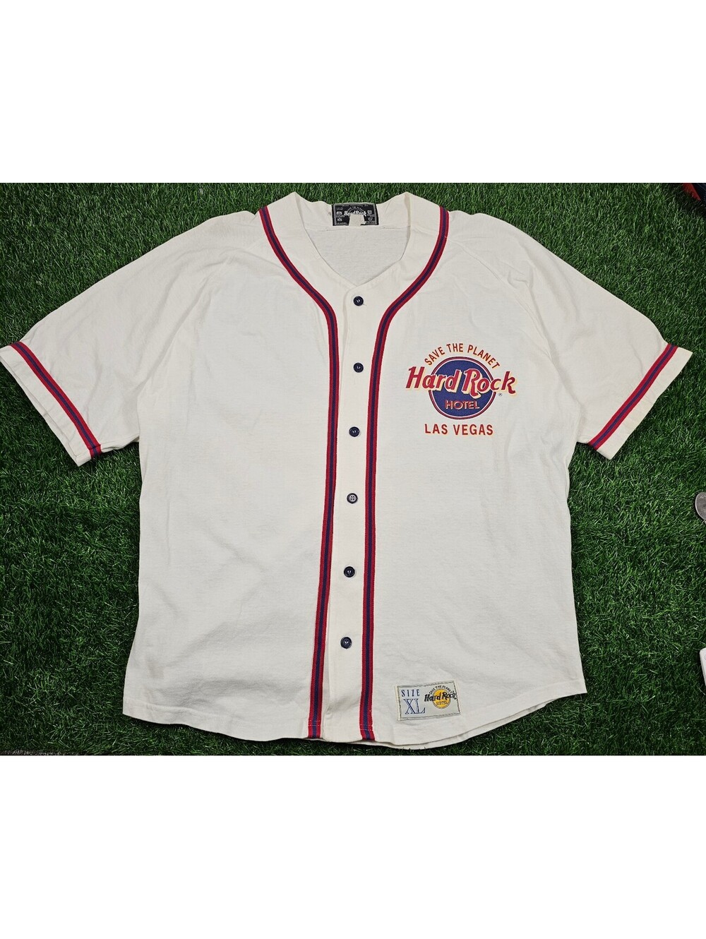 VTG Save The Planet Hard Rock Hotel Las Vegas Baseball Jersey Shirt Size XL